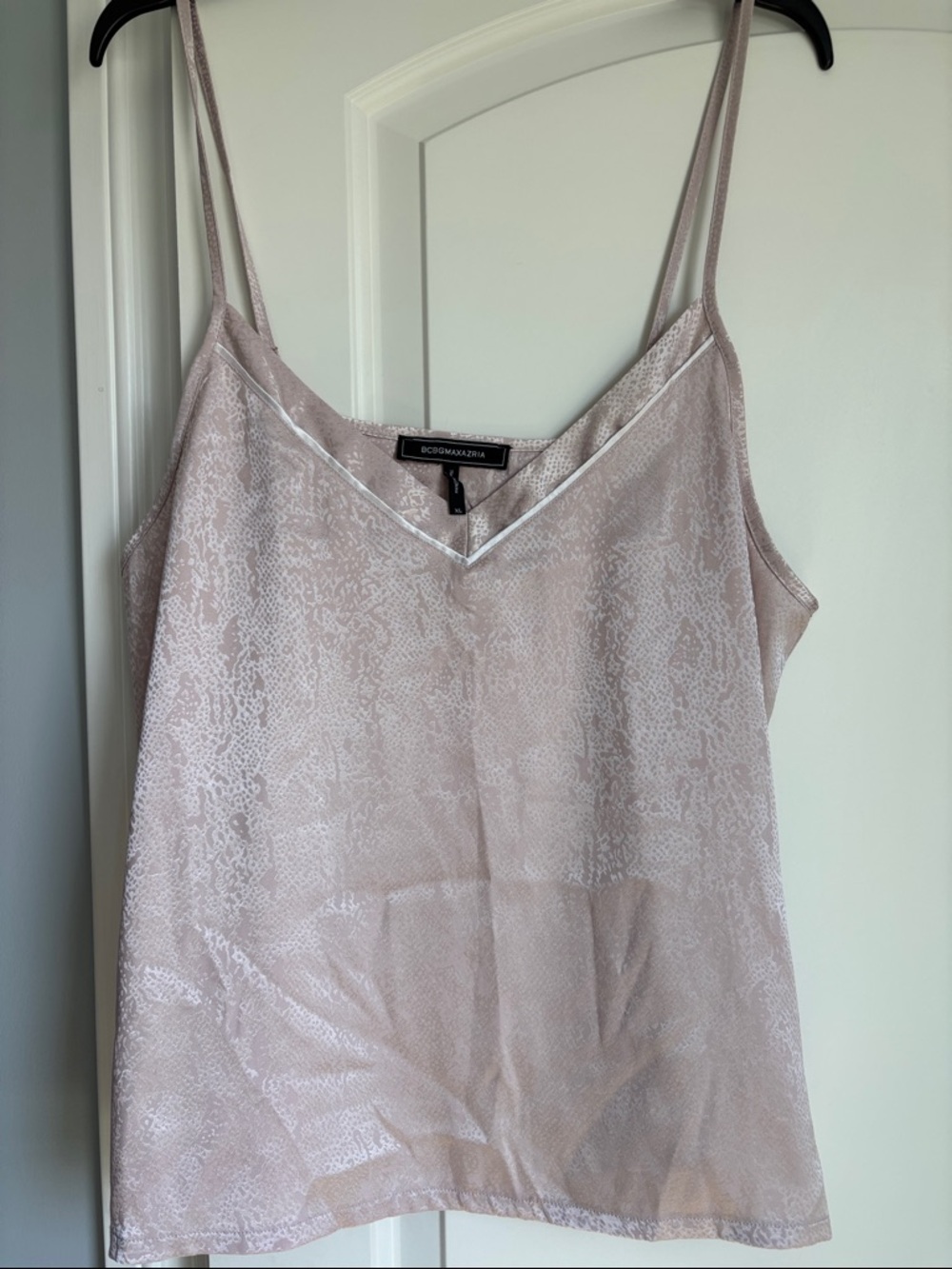 BCBGMaxAzria Pale Blush Satin Snake-Print Cami